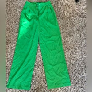 Nasty Gal Collection Pleat Front Tailored Wide Leg Green Pants